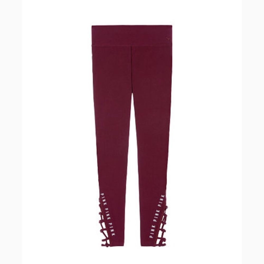 PINK Victoria’s Secret deep ruby strappy leggings